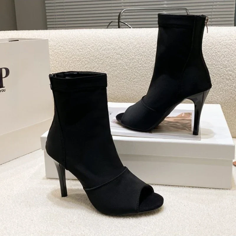 Sock Boot Women - 2025Women Ballroom Latin Dance Shoes Black