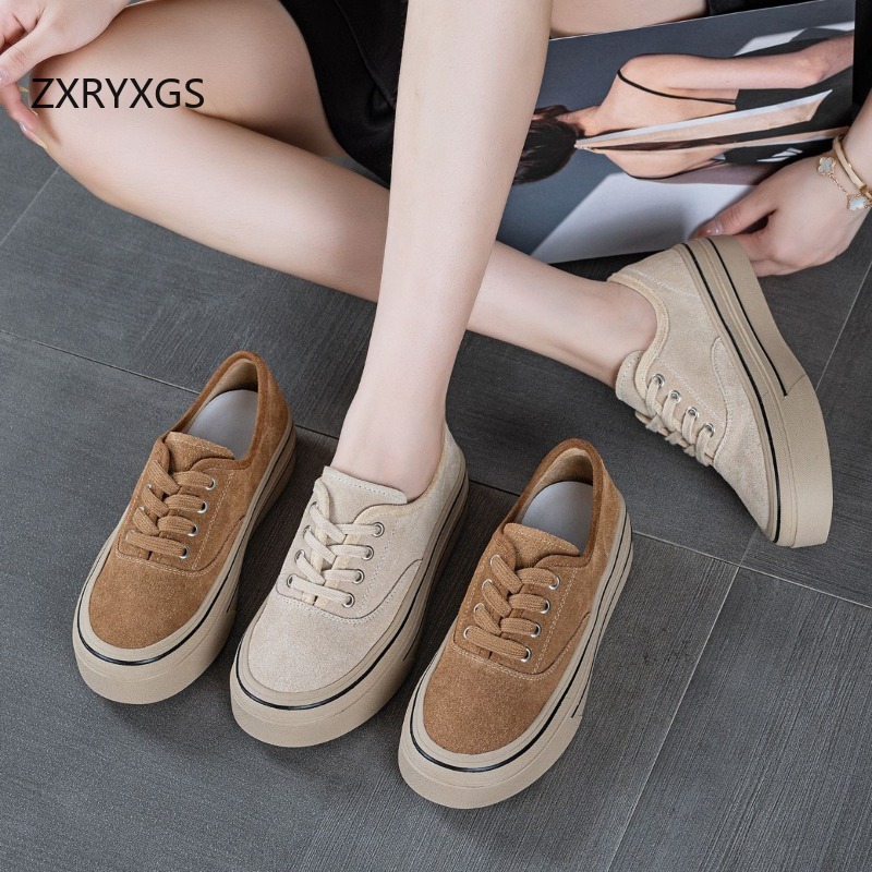 Women Shoes Size 4 In Cm - ZXRYXGS New Autumn Lace-up Frosted Cowhide