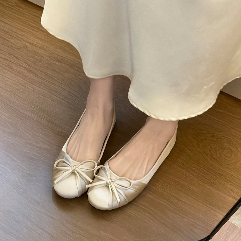Slingback Pumps Women - 2026 New Bow-knot Temperament Satin Shallow