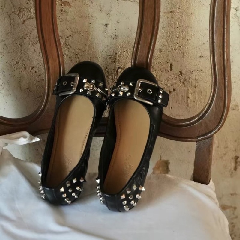 Slingback Pumps Women - Bolt Round-head Single Shoe Women's Leather