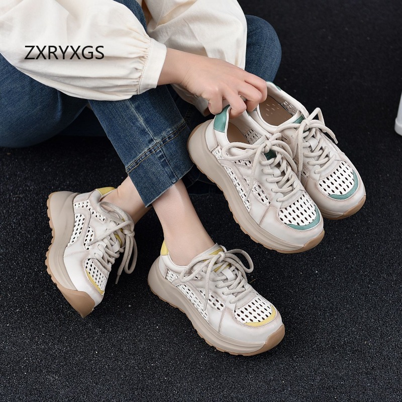 Women Shoes Size 4 In Cm - ZXRYXGS New Spell Color Splicing Genuine