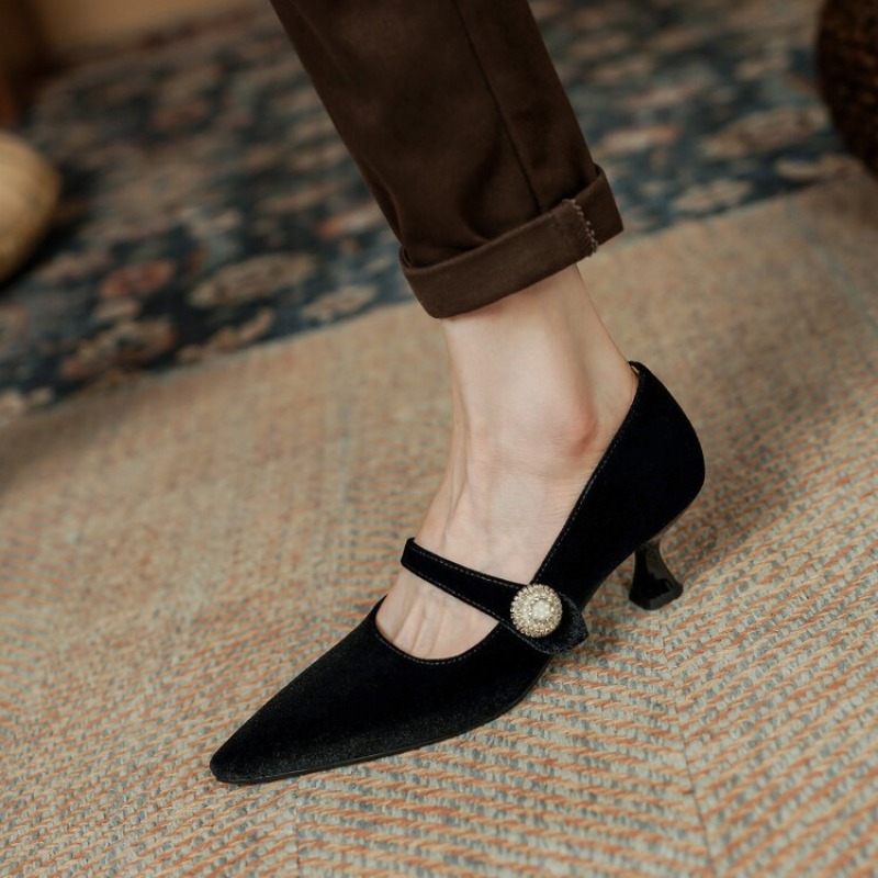 Wine Red Pointed Toe Mary Jane - огляд і ціна Slingback Pumps Women