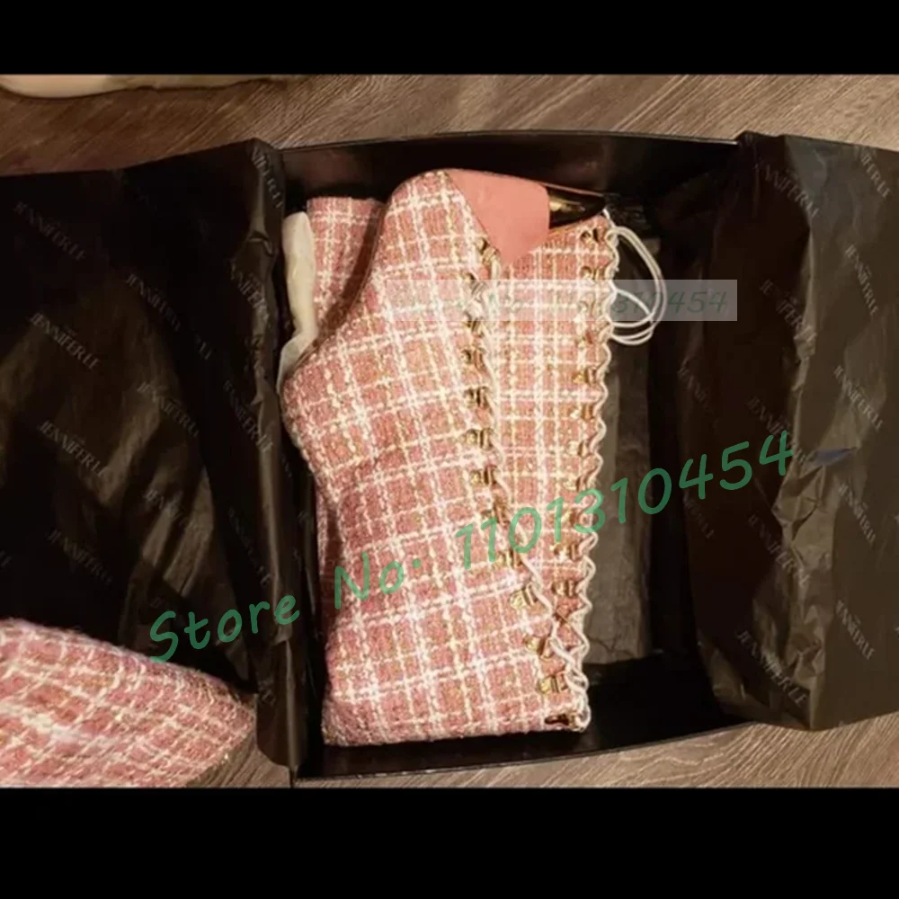 Pink Plaid Hollow Tall Boots W - огляд і ціна Sock Boot Women