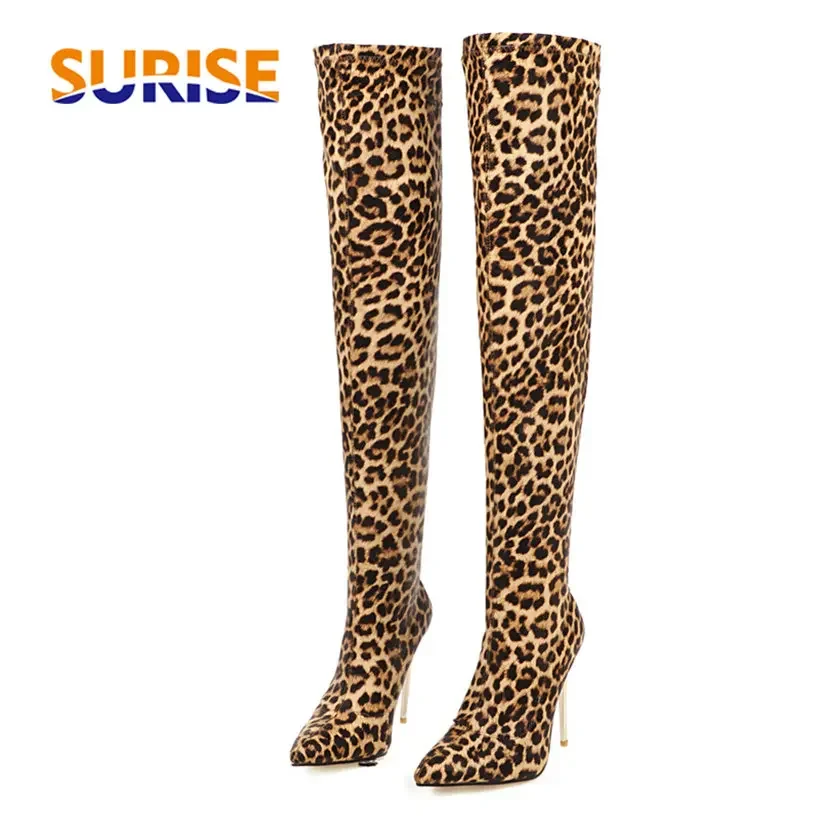 Plus Size Stretch Leopard Over - огляд і ціна Sock Boot Women