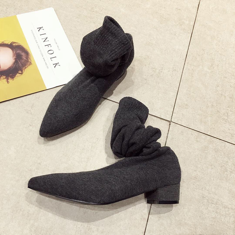 Black Low Heel Shoes Woman Str - огляд і ціна Sock Boot Women