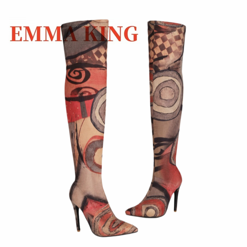 Women's Art Print Thigh High B - огляд і ціна Sock Boot Women
