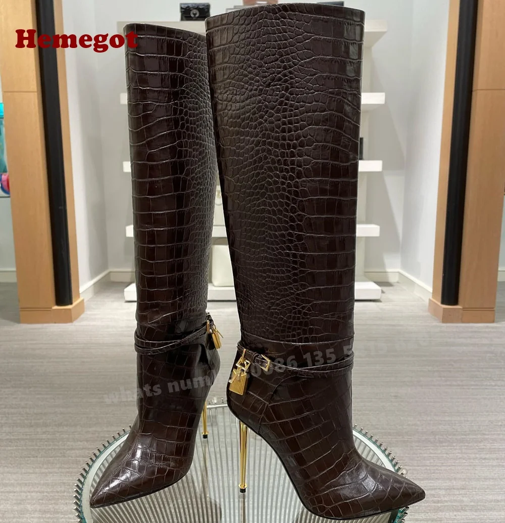 Croc-Pattern Metal Heels Knee  - огляд і ціна Women'S Shoes Crocs