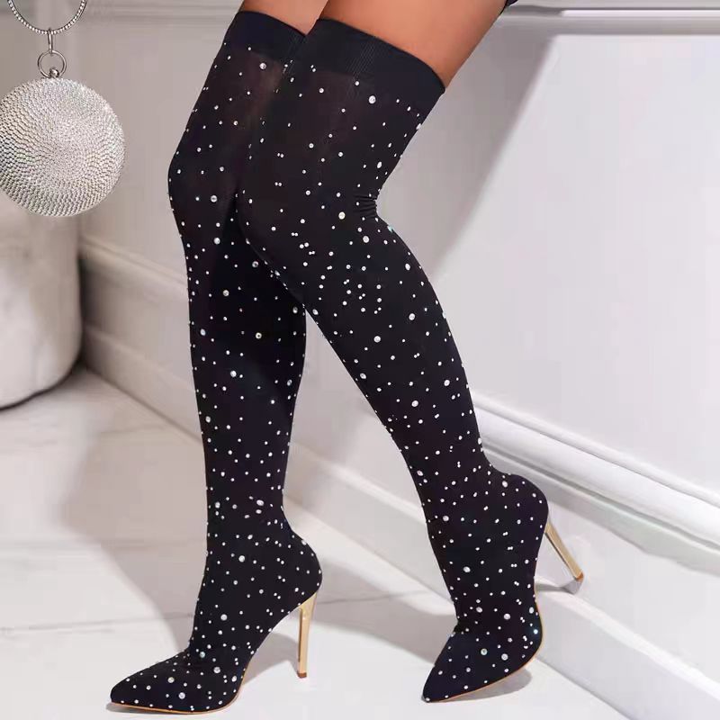 Rhinestone Slim Leg Stretch So - огляд і ціна Sock Boot Women