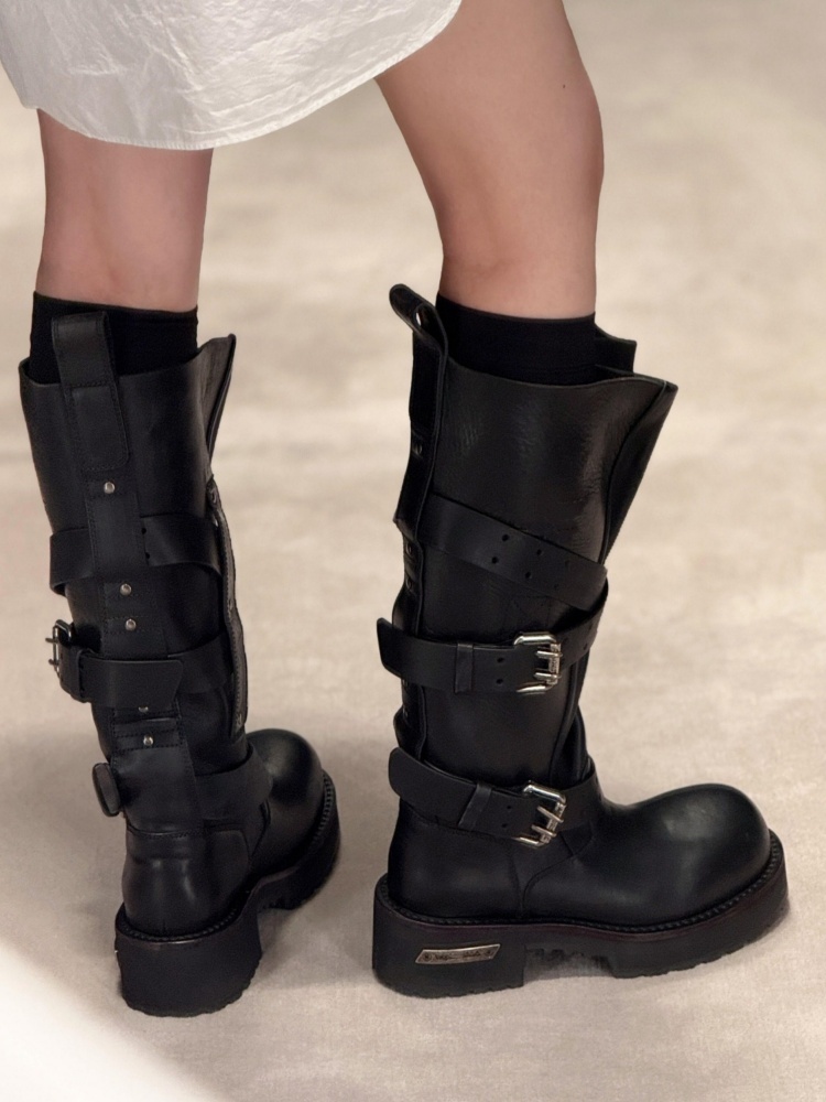 Belt Buckle Black Leather Moto - огляд і ціна Women'S Shoes Paris