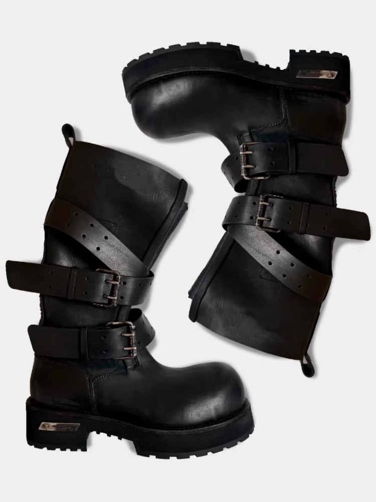 Belt Buckle Black Leather Moto - огляд і ціна Women'S Shoes Paris